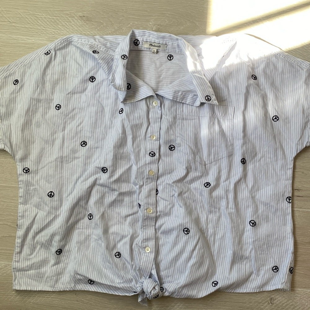 MADEWELL button blouse peace sign medium